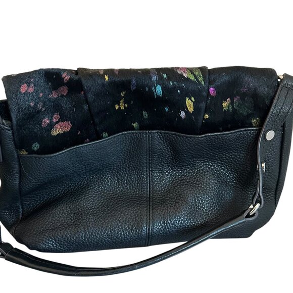 Aimee Kestenberg Genuine Fur Crossbody Purse Shoulder Bag Rainbow Speckle Print - Picture 6 of 13